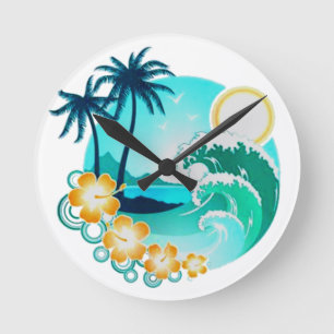 HAWAÏAN TROPICAL SURF ART RONDE KLOK