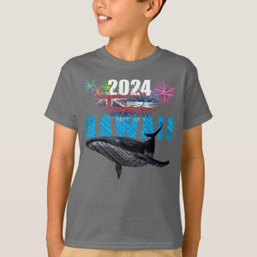 HAWAII 2024 POLYNESISCH TRIBAL BULTRUG VUURWERK T-SHIRT (Voorkant)