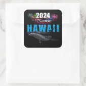 HAWAII 2024 POLYNESISCH TRIBAL BULTRUG VUURWERK VIERKANTE STICKER (Tas)