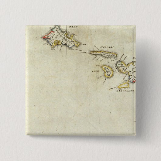 Hawaii 3 vierkante button 5,1 cm (Voorkant)