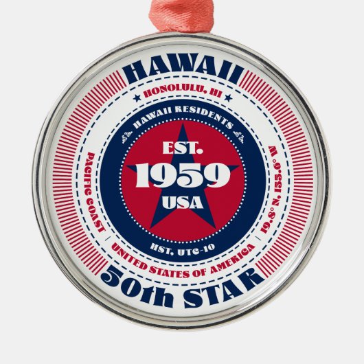 Hawaii 50e staat kerstversiering metalen ornament (Voorkant)