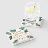 Hawaii 5-0 Keepsake Vet Groen Tropisch Bladeren Stenen Onderzetter (Zijkant)