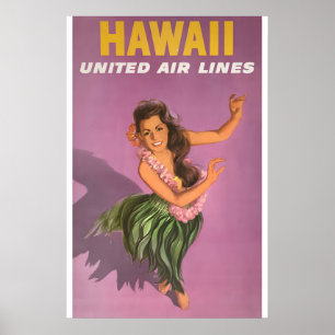 Hawaii 960s Hula Meisje Vintage Stijl Reisposter Poster