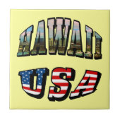 Hawaii Afbeelding en USA Vlag Tekst Tegeltje (Voorkant)