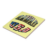 Hawaii Afbeelding en USA Vlag Tekst Tegeltje (Zijkant)