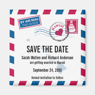 Hawaii Air Mail Bruiloft Save the Date Magneet