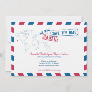Hawaii Air Mail Wedding Save the Date