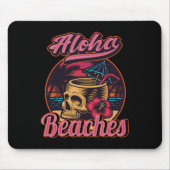 Hawaii Aloha Beaches Tropical Goth Skeleton Skull Muismat (Voorkant)