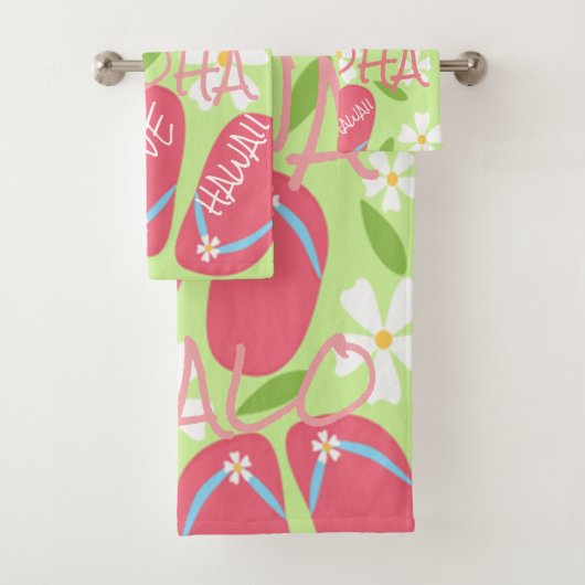 Hawaii Aloha Collectie Bath Towel Set Bad Handdoek (Insitu)