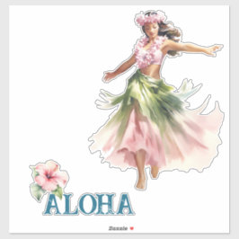 Hawaii Aloha Dancer Hibiscus Bloem Sticker