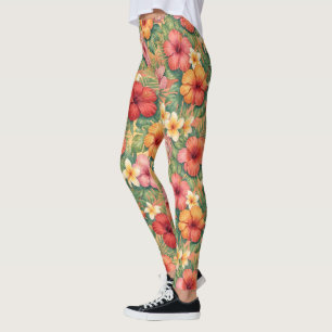 Hawaii aloha decoratieve bloemenpatroon leggings