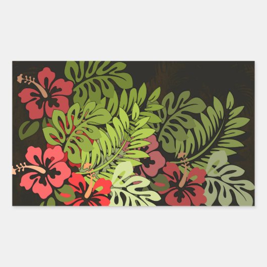 Hawaii Aloha Flower Art Print Rechthoekige Sticker (Voorkant)