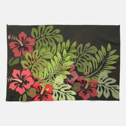 Hawaii Aloha Flower Art Print Theedoek (Horizontaal)