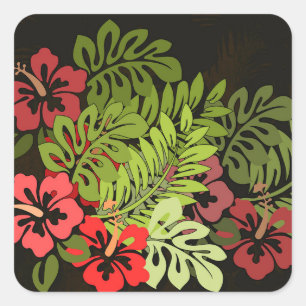 Hawaii Aloha Flower Art Print Vierkante Sticker