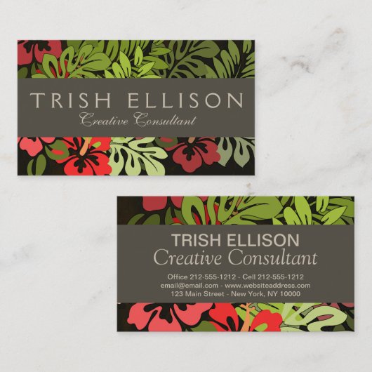 Hawaii Aloha Flower Art Print Visitekaartje (Voorkant / Achterkant)