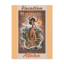 Hawaii Aloha Hula Dancer Vintage Travel