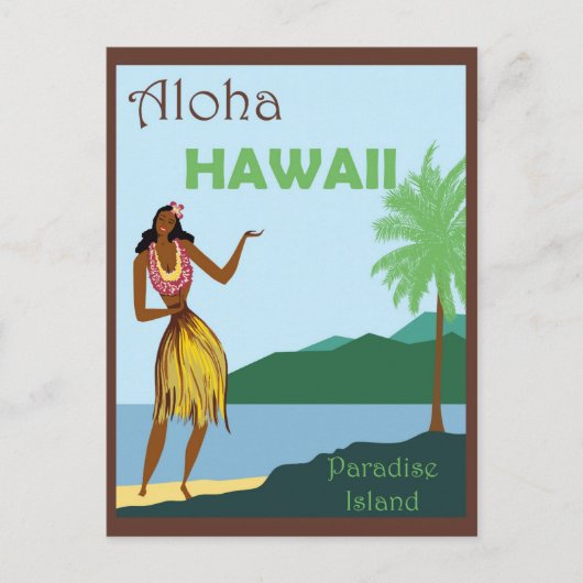 Hawaii Aloha Hula Dancer Vintage Travel Briefkaart (Voorkant)