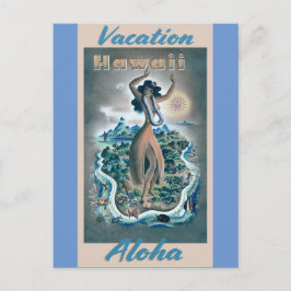 Hawaii Aloha Hula Dancer Vintage Travel Poster Briefkaart