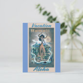 Hawaii Aloha Hula Dancer Vintage Travel Poster Briefkaart (Staand voorkant)