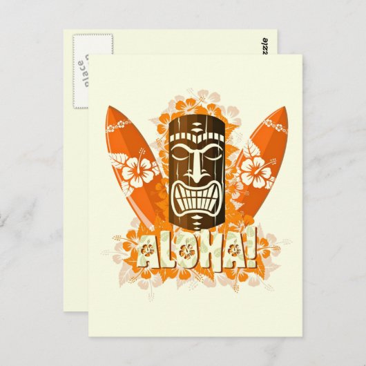 Hawaii Aloha Luau Tiki Masker Briefkaart (Voorkant / Achterkant)