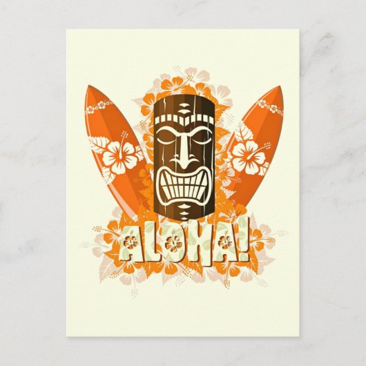 Hawaii Aloha Luau Tiki Masker Briefkaart (Voorkant)