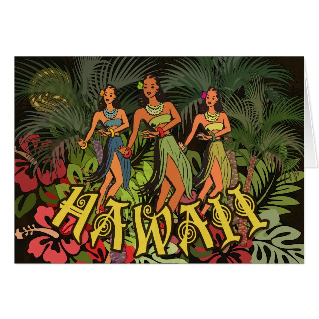 Hawaii Aloha Palm Hula Art Design (Voorkant Horizontaal)