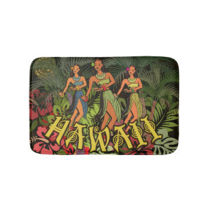 Hawaii Aloha Palm Hula Art Design Badmat