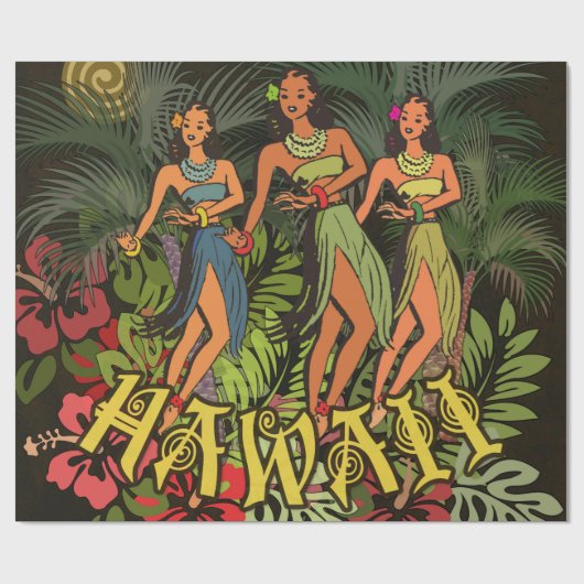 Hawaii Aloha Palm Hula Art Design Cadeaupapier (Vlak)