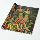 Hawaii Aloha Palm Hula Art Design Cadeaupapier (Uitgerold)