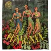 Hawaii Aloha Palm Hula Art Design Douchegordijn (Voorkant)