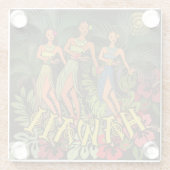 Hawaii Aloha Palm Hula Art Design Glazen Onderzetter (Achterkant)
