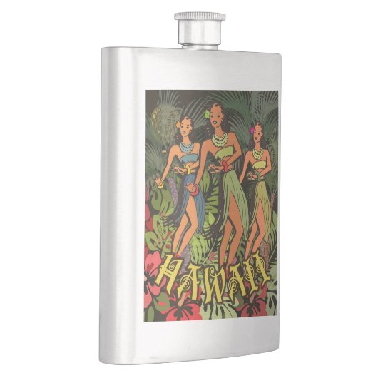 Hawaii Aloha Palm Hula Art Design Heupfles (Rechts)