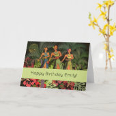 Hawaii Aloha Palm Hula Art Design Kaart (Gele Bloem)