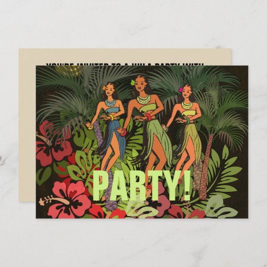 Hawaii Aloha Palm Hula Art Design Kaart (Voorkant / Achterkant)