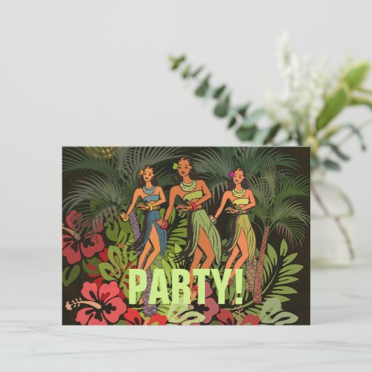 Hawaii Aloha Palm Hula Art Design Kaart (Staand voorkant)