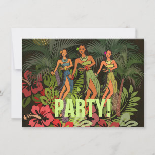 Hawaii Aloha Palm Hula Art Design Kaart