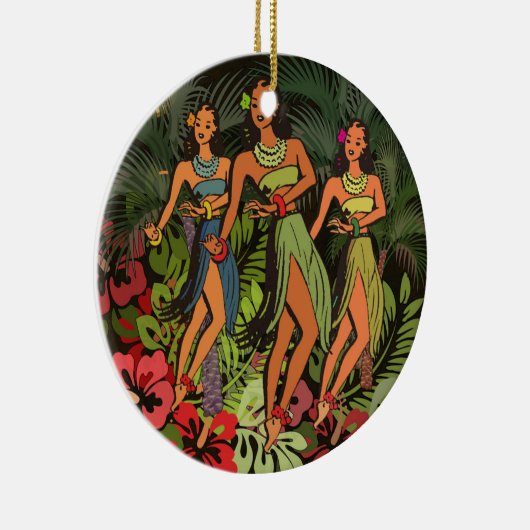 Hawaii Aloha Palm Hula Art Design Keramisch Ornament (Rechts)