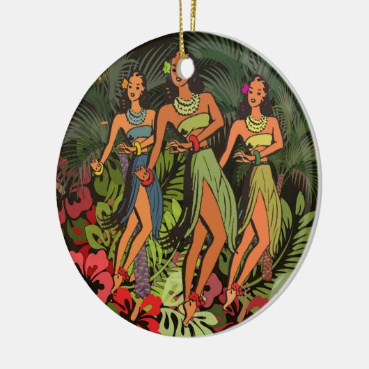 Hawaii Aloha Palm Hula Art Design Keramisch Ornament (Links)