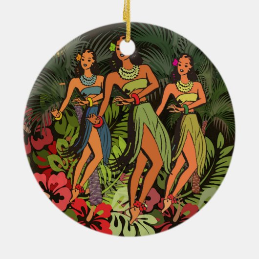 Hawaii Aloha Palm Hula Art Design Keramisch Ornament (Achterkant)