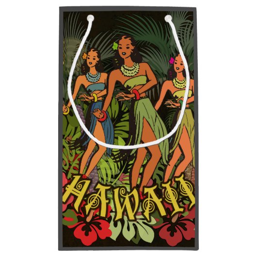 Hawaii Aloha Palm Hula Art Design Klein Cadeauzakje (Achterkant)