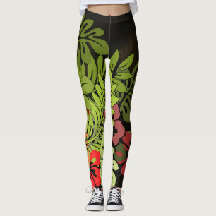 Hawaii Aloha Palm Hula Art Design Leggings