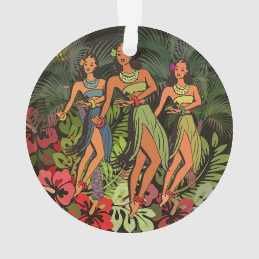Hawaii Aloha Palm Hula Art Design Ornament (achterkant)