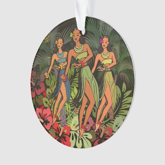 Hawaii Aloha Palm Hula Art Design Ornament (voorkant)