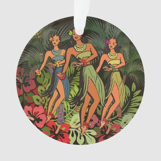 Hawaii Aloha Palm Hula Art Design Ornament (voorkant)