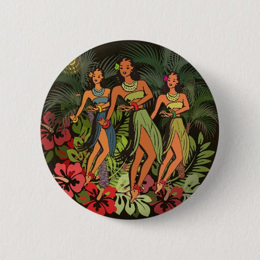 Hawaii Aloha Palm Hula Art Design Ronde Button 5,7 Cm (Voorkant)