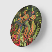 Hawaii Aloha Palm Hula Art Design Ronde Klok (Hoek)