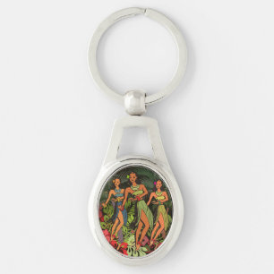 Hawaii Aloha Palm Hula Art Design Sleutelhanger