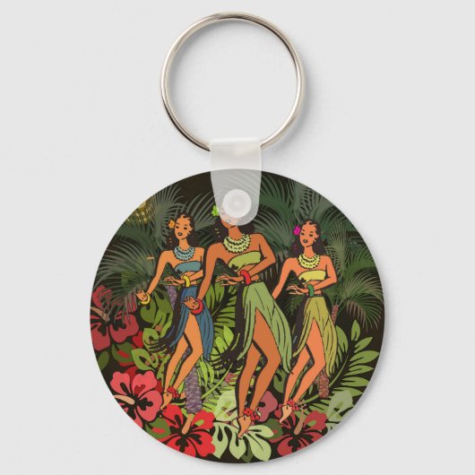 Hawaii Aloha Palm Hula Art Design Sleutelhanger (Voorkant)