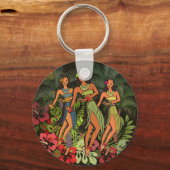 Hawaii Aloha Palm Hula Art Design Sleutelhanger (Voorkant)