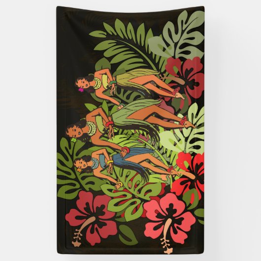 Hawaii Aloha Palm Hula Art Design Spandoek (Verticaal)